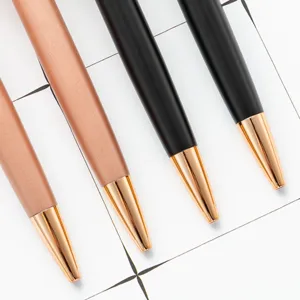 Metall Kugelschreiber Set, elegantes Druckdesign mit goldenen Spitzen für Büro und Schule.