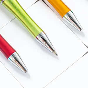Colorful ballpoint pens set with metallic finish and glitter design for school office gift.