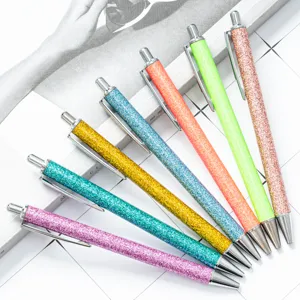 Gradient Glitter Ballpoint Pen Office Student Writing Pen Metallic Clip Press Ballpoint Pen Stationery