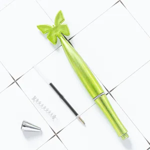 Green glitter butterfly ballpoint pen set, cute student stationery and promotional gift.
