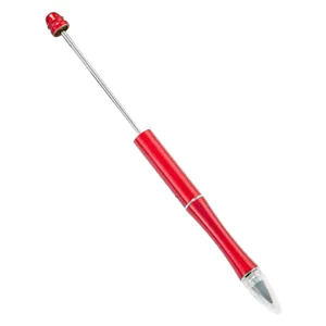 Red metal eternal pencil DIY beadable inkless pencil for sketching drawing writing durable tool.