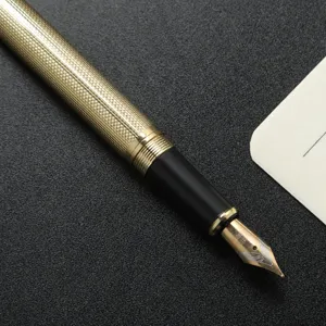 Stylo plume d'affaires de luxe corps en or métal pointe fine pour écriture de bureau