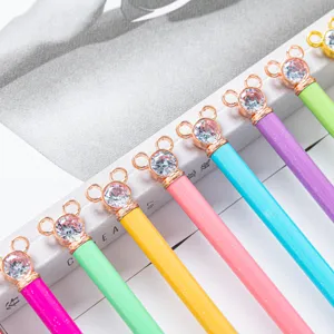 Cute crystal metal gel pen with mouse ear design, colorful glitter barrel for students gift.