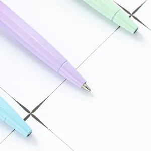 Glitter metal ballpoint pens set with pastel colors and faceted body design for smooth writing.