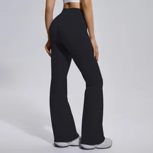 Women casual high waist flare yoga pants fitness workout running athletic trousers detail