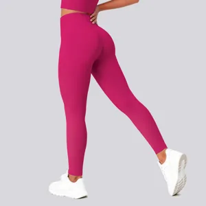 Detail view of high waist fitness yoga leggings featuring tight fit and hip lifting design.