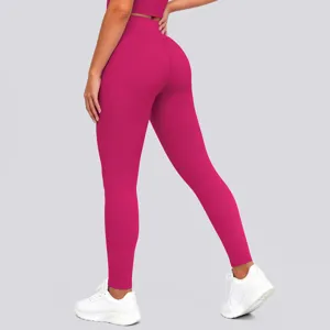 High waist fitness yoga leggings back detail, seamless stretch workout pants for gym running.