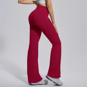 High waist flare yoga pants for women, butt lifting fitness pants with stretch fabric.