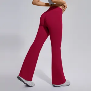 Seamless flare yoga pants for women, high waist butt lifting fitness running gym leggings.