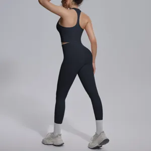 Naadloze sport-bh en hoge taille yoga legging set voor fitness hardlopen workout.