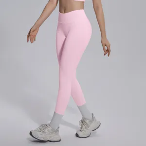 Seamless knit solid V-waist leggings breathable high waist yoga pants running fitness