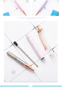 Stylo bille tube vide DIY pièces or rose métal rose fleur cristal accessoires