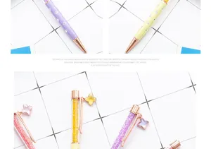 Wholesale clover crystal ballpoint pen with rose gold charm for creative office and gifts.