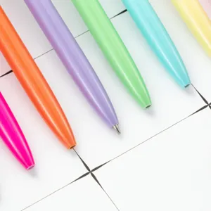 Set de stylos à bille en métal couleur bonbon vue de dessus plat image principale.