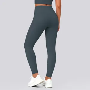High-waist nude feel sports yoga pants solid color butt lifting fitness running activewear