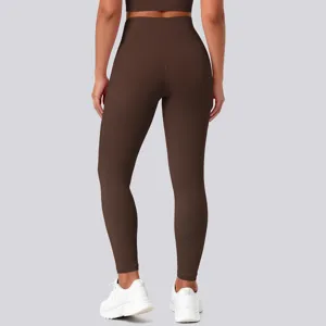 Women's high waist push up fitness yoga pants solid color athletic gym leggings back view