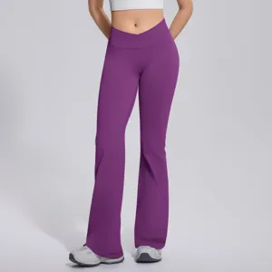 High waist cross design detail showcasing seamless texture, perfect fit for workout pants and activewear.