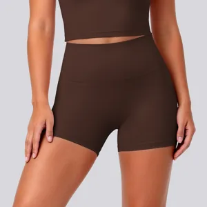 High waist yoga shorts for women, buttery soft naked feeling athletic fitness running pants.