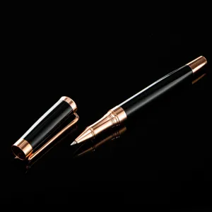 Luxury black and rose gold rollerball pen business signature metal pen main product display