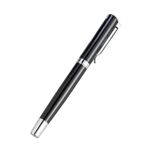 Professioneller schwarzer Metall-Rollerball mit Silber, eleganter Business-Geschenkstift.