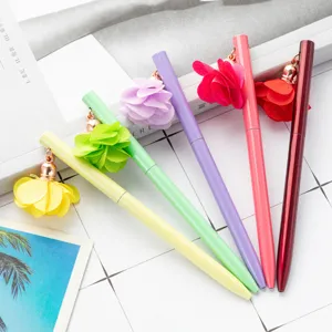 Metal Ballpoint Pen Cute Flower Pendant Writing Pen Student Stationery Office Supplies Multi Color Metal Rollerball Pen