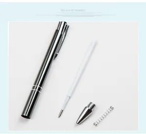 Metal ballpoint pen disassembled parts display office business writing tool sleek design