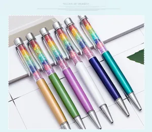 Colorful crystal ballpoint pens set metal rotating office and school stationery supply gifts