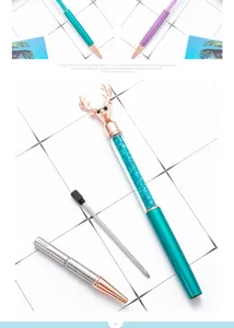Stylo à bille cristal tête de cerf papeterie métal paillettes cadeau bureau stylo