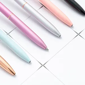 Colorful metal ballpoint pens set smooth writing office school stationery supplies