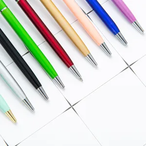 Colorful metal ballpoint pens set office business gift pens assorted colors display