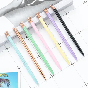 Stylo à Bille en Métal Diamant Dégradé Stylo Strass Couronne Mignon Créatif Étudiant Bureau Écriture Papeterie Cadeau
