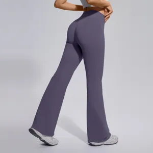High waist flare yoga pants for women, seamless butt lifting sports fitness running leggings.