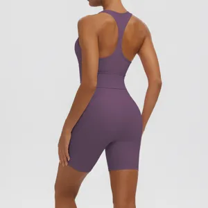 purple seamless yoga set women fitness activewear breathable gym workout two piece outfit