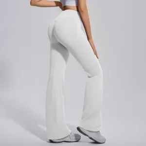 Seamless high waist flare yoga pants for women, tummy control workout fitness leggings.