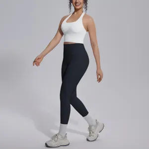 Effen kleur dubbelzijdig nylon slim fit yogaset voor hardlooptraining en fitnessactiviteiten