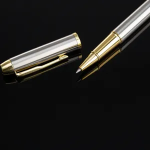 Stylo Roller en Métal Professionnel 0.5mm Pointe Fine Encre Noire Stylo Bille Signature pour Bureau École Écriture Cadeau