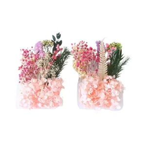 Kit di fiori secchi conservati con ortensie rosa per artigianato in resina epossidica e decoro.