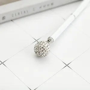 Fashion crystal ballpoint pen with sparkling rhinestones, elegant metal gift pen for office.