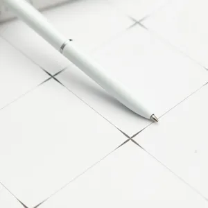 White metal ballpoint pen twist action luxury gift office stationery writing tool item.