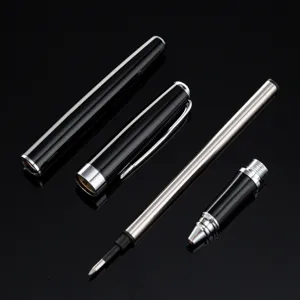 Metal business rollerball pen disassembled parts display office signature gift pen black silver.