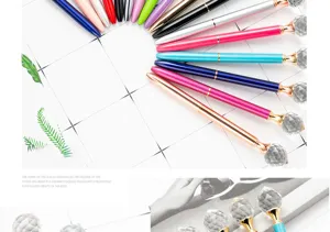 Metal crystal diamond ballpoint pen multi color luxury office gift writing ball pen.
