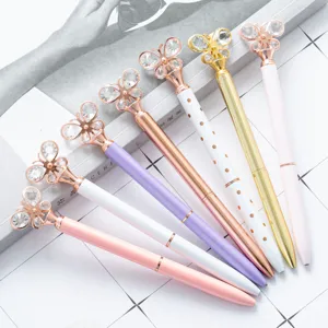 Metal Ballpoint Pen Crystal Butterfly Design Student Gift Fashion Ballpoint Pen Smooth Writing Office School Stationery