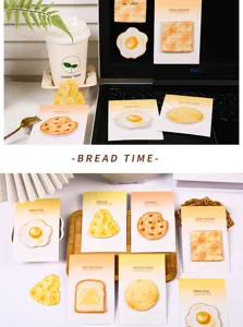 Niedliche lebensmittelförmige Haftnotizen, Brot und Keks Design Notizblöcke für Schüler und Büro.