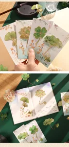Classical Chinese style hollow metal bookmark exquisite leaf lotus creative gift for teachers.