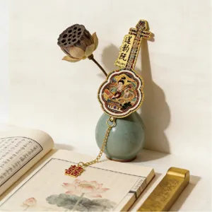 Segnalibro in metallo strumento Apsaras volanti di Dunhuang dettaglio, bel regalo culturale.