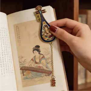Segnalibro in metallo Apsaras di Dunhuang, squisito segnalibro musicale pipa vintage per libri.
