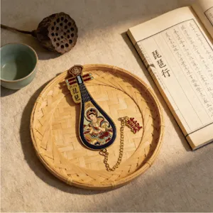 Segnalibro in metallo Pipa stile Dunhuang squisito, clip per pagina di lettura in stile cinese tradizionale.