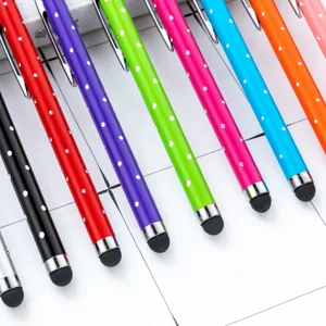 Penna stilo capacitiva colorata con strass per tablet touchscreen e scrittura su telefono.