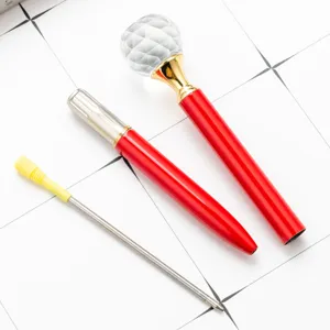 Red crystal diamond ballpoint pen metal luxury office writing pen with large crystal ball