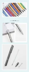 Detailed view of metal ballpoint pen parts, showing smooth barrel, refill, and spring mechanism.